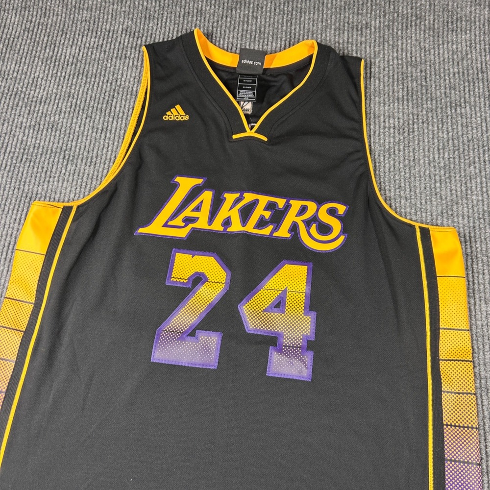 Adidas Jersy Men's L Los Angeles Lakers Kobe Bryant 24 NBA Hollywood Nights Rare - Picture 2 of 9
